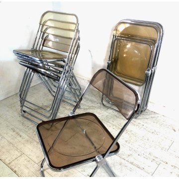 SET 8 SEDIA PIEGHEVOLE Plia FUME' DESIGN G. Piretti PER Anonima Castelli ANNI 70