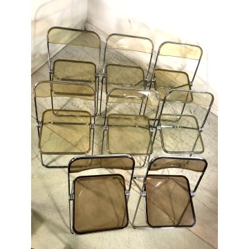 SET 8 SEDIA PIEGHEVOLE Plia FUME' DESIGN G. Piretti PER Anonima Castelli ANNI 70
