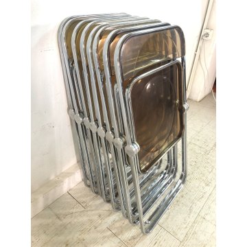SET 8 SEDIA PIEGHEVOLE Plia FUME' DESIGN G. Piretti PER Anonima Castelli ANNI 70