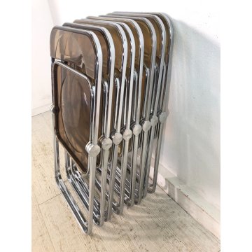 SET 8 SEDIA PIEGHEVOLE Plia FUME' DESIGN G. Piretti PER Anonima Castelli ANNI 70
