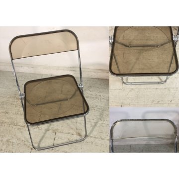 SET 8 SEDIA PIEGHEVOLE Plia FUME' DESIGN G. Piretti PER Anonima Castelli ANNI 70