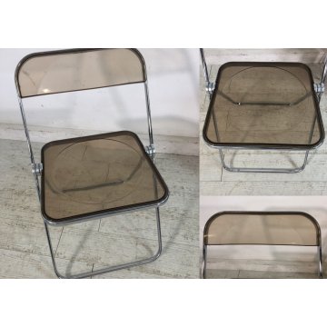 SET 8 SEDIA PIEGHEVOLE Plia FUME' DESIGN G. Piretti PER Anonima Castelli ANNI 70