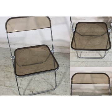 SET 8 SEDIA PIEGHEVOLE Plia FUME' DESIGN G. Piretti PER Anonima Castelli ANNI 70