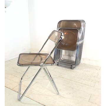 SET 8 SEDIA PIEGHEVOLE Plia FUME' DESIGN G. Piretti PER Anonima Castelli ANNI 70