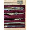 COMPASSO ANTICO con SCATOLA LEGNO pezzi vari VECCHI STRUMENTI disegno tecnico