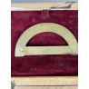 COMPASSO ANTICO con SCATOLA LEGNO pezzi vari VECCHI STRUMENTI disegno tecnico