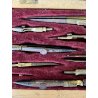 COMPASSO ANTICO con SCATOLA LEGNO pezzi vari VECCHI STRUMENTI disegno tecnico
