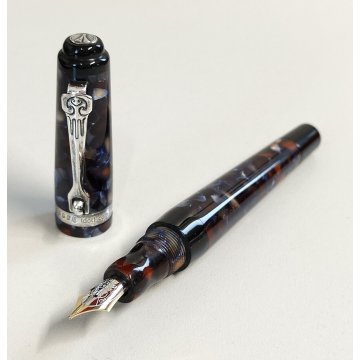 Marlen C-967 PENNA STILOGRAFICA marmorizzata PISTONE Vintage Fountain Pen ITALY
