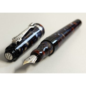 Marlen C-967 PENNA STILOGRAFICA marmorizzata PISTONE Vintage Fountain Pen ITALY
