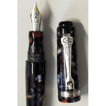 Marlen C-967 PENNA STILOGRAFICA marmorizzata PISTONE Vintage Fountain Pen ITALY