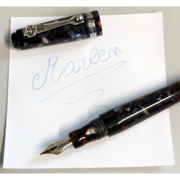 Marlen C-967 PENNA STILOGRAFICA marmorizzata PISTONE Vintage Fountain Pen ITALY