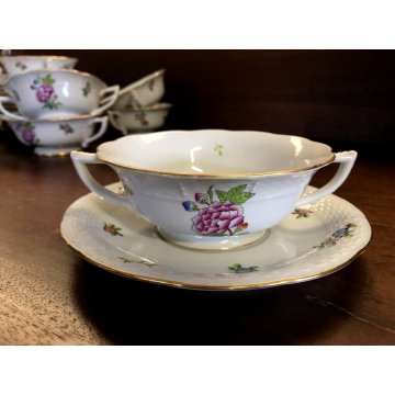 SERVIZIO CONSOMME' 12 pers. Porcellana HEREND HUNGARY  mod: 743 Queen Victoria