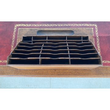 ANTICA SCRIVANIA CENTRO SCRITTOIO FINE 1800 LEGNO ROVERE 1 CASSETTO OLD OFFICE