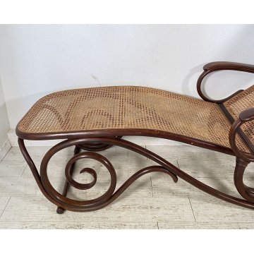 ANTICA CHAISE LONGUE THONET SDRAIO PIEGHEVOLE LEGNO FAGGIO ANNI 40 PAGLIA VIENNA
