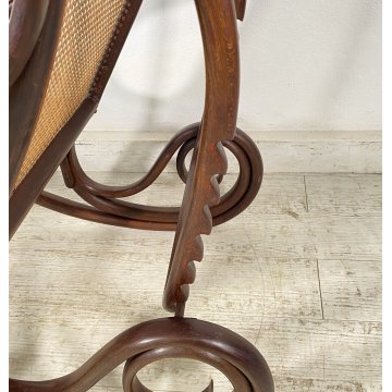 ANTICA CHAISE LONGUE THONET SDRAIO PIEGHEVOLE LEGNO FAGGIO ANNI 40 PAGLIA VIENNA