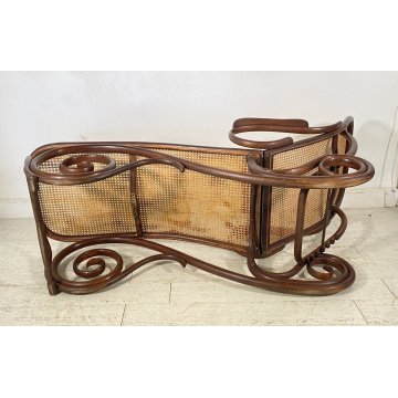 ANTICA CHAISE LONGUE THONET SDRAIO PIEGHEVOLE LEGNO FAGGIO ANNI 40 PAGLIA VIENNA