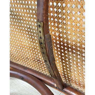 ANTICA CHAISE LONGUE THONET SDRAIO PIEGHEVOLE LEGNO FAGGIO ANNI 40 PAGLIA VIENNA