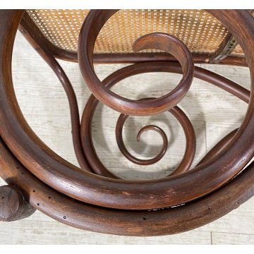 ANTICA CHAISE LONGUE THONET SDRAIO PIEGHEVOLE LEGNO FAGGIO ANNI 40 PAGLIA VIENNA