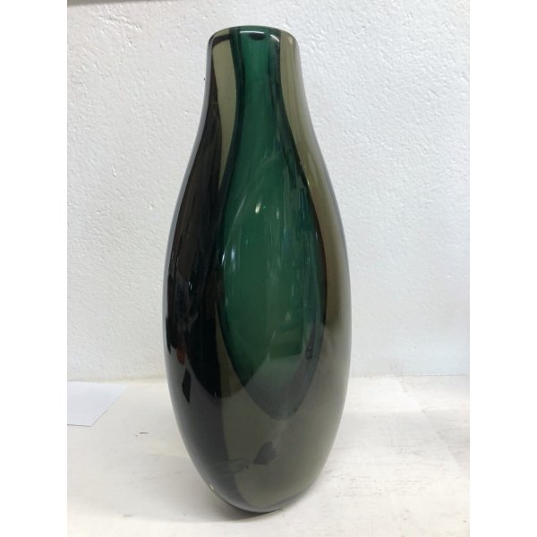 GRANDE VASO VETRO Murano Cenedese SOMMERSO VERDE GRIGIO FUME' 37