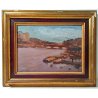 ANTICO DIPINTO QUADRO OLIO TAVOLA ZURIGO LIMMAT PONTE MUNSTERBRUCKE SVIZZERA