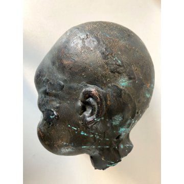MATRICE STAMPO BRONZO TESTA di BAMBOLA FABBRICA GIOCATTOLI ARTE INDUSTRIALE '50