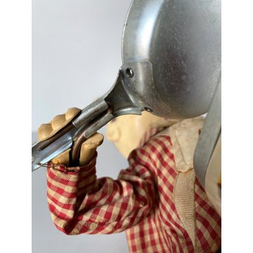 RARO GIOCATTOLO DI LATTA Chef Cook  Yonezawa a BATTERIA DECORO LITO Giappone '50