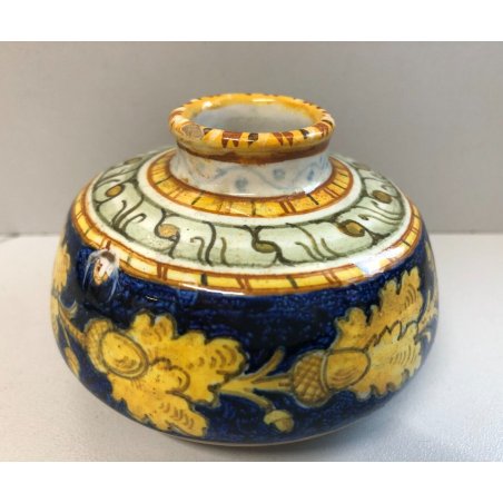 ANTICO PICCOLO VASO MONOFIORE CERAMICA Molaroni Pesaro MOTIVO RINASCIMENTALE