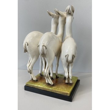 ANTICO SCULTURA CERAMICA GRES CERBIATTI GUIDO CACCIAPUOTI BAMBY CAPRIOLO 1930