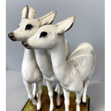 ANTICO SCULTURA CERAMICA GRES CERBIATTI GUIDO CACCIAPUOTI BAMBY CAPRIOLO 1930