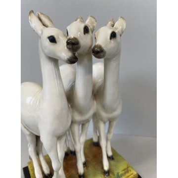 ANTICO SCULTURA CERAMICA GRES CERBIATTI GUIDO CACCIAPUOTI BAMBY CAPRIOLO 1930
