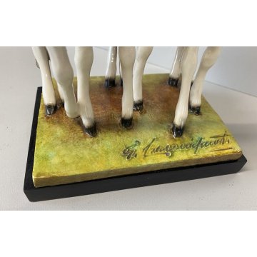 ANTICO SCULTURA CERAMICA GRES CERBIATTI GUIDO CACCIAPUOTI BAMBY CAPRIOLO 1930