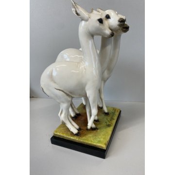 ANTICO SCULTURA CERAMICA GRES CERBIATTI GUIDO CACCIAPUOTI BAMBY CAPRIOLO 1930