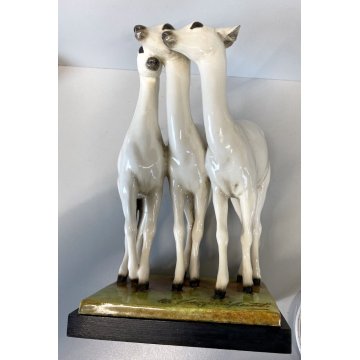 ANTICO SCULTURA CERAMICA GRES CERBIATTI GUIDO CACCIAPUOTI BAMBY CAPRIOLO 1930