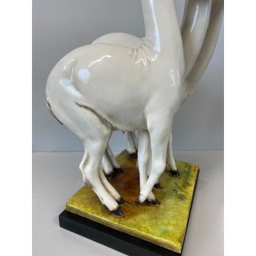 ANTICO SCULTURA CERAMICA GRES CERBIATTI GUIDO CACCIAPUOTI BAMBY CAPRIOLO 1930