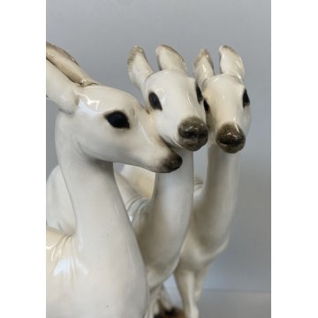ANTICO SCULTURA CERAMICA GRES CERBIATTI GUIDO CACCIAPUOTI BAMBY CAPRIOLO 1930