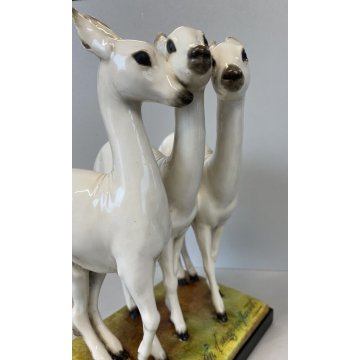 ANTICO SCULTURA CERAMICA GRES CERBIATTI GUIDO CACCIAPUOTI BAMBY CAPRIOLO 1930