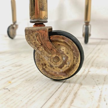 PICCOLO CARRELLO OVALE 3 PIANI VINTAGE OTTONE VETRO DESIGN MIDCENTURY REGENCY 40