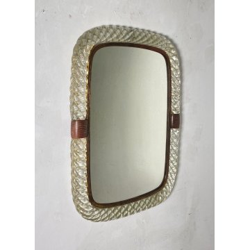 ANTICO SPECCHIO VENINI MURANO ANNI 30 VETRO OTTONE MARCHIATO SPECCHIERA DESIGN