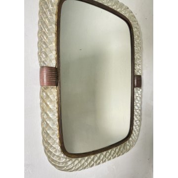 ANTICO SPECCHIO VENINI MURANO ANNI 30 VETRO OTTONE MARCHIATO SPECCHIERA DESIGN