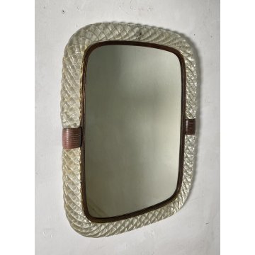 ANTICO SPECCHIO VENINI MURANO ANNI 30 VETRO OTTONE MARCHIATO SPECCHIERA DESIGN