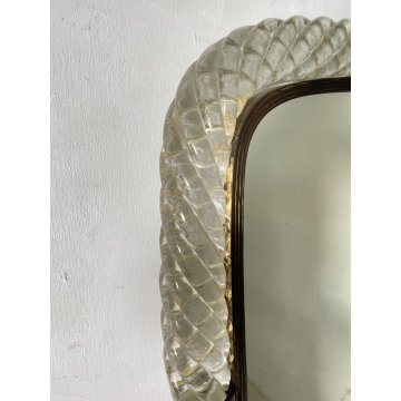 ANTICO SPECCHIO VENINI MURANO ANNI 30 VETRO OTTONE MARCHIATO SPECCHIERA DESIGN