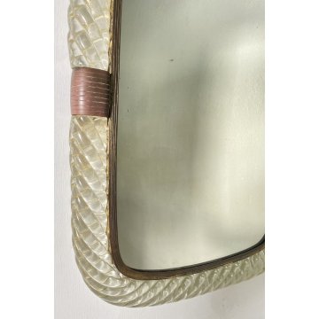 ANTICO SPECCHIO VENINI MURANO ANNI 30 VETRO OTTONE MARCHIATO SPECCHIERA DESIGN