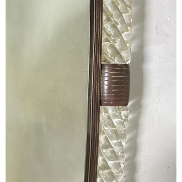 ANTICO SPECCHIO VENINI MURANO ANNI 30 VETRO OTTONE MARCHIATO SPECCHIERA DESIGN