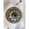 LAMPADA TAVOLO SCRIVANIA ABATJOUR stile LIBERTY OTTONE VETRO CUORI 36,5cm/h '900