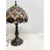 LAMPADA TAVOLO SCRIVANIA ABATJOUR stile LIBERTY OTTONE VETRO CUORI 36,5cm/h '900