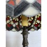 LAMPADA TAVOLO SCRIVANIA ABATJOUR stile LIBERTY OTTONE VETRO CUORI 36,5cm/h '900