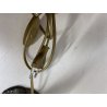 LAMPADA TAVOLO SCRIVANIA ABATJOUR stile LIBERTY OTTONE VETRO CUORI 36,5cm/h '900