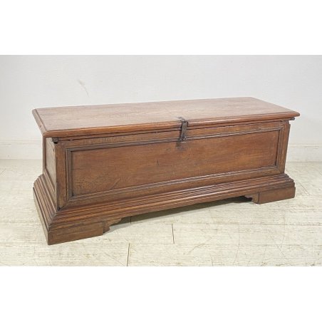 ANTICA PICCOLA CASSAPANCA LEGNO NOCE ROVERE PANCA BAULE EPOCA 1800 ROBUSTA