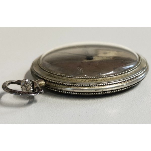Orologio da tasca al quarzo in acciaio liscio con catena alla
