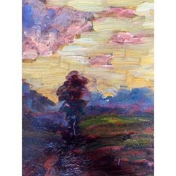 QUADRO OLIO S. Ferraris "Ultima luce" PAESAGGIO MONTANO OSSOLA VALLE VIGEZZO 900